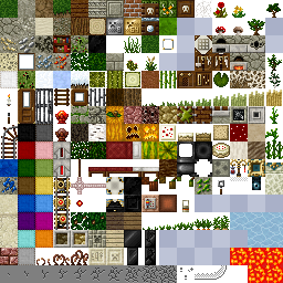 An example of a texture atlas for Minecraft.  (c) 2009 rhodox.
